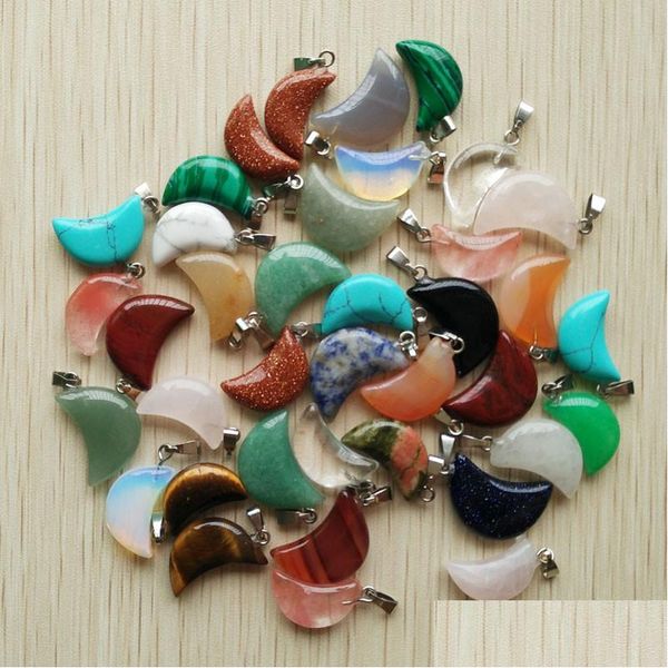 Charms Natural Crystal Crescent Moon Shape Pendants For Diy Jewelry Making Wholesale Drop Delivery Findings Components Dhoo9