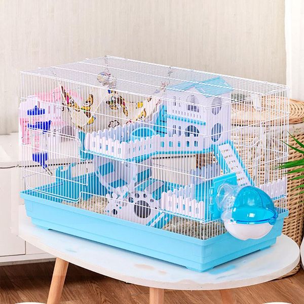 Gaiolas Hamster Gaiola Pequeno Animal Ouriços Coelho Cobaia Grande Villa Balanço Escadas Pacote Suprimentos Conjunto de Brinquedo