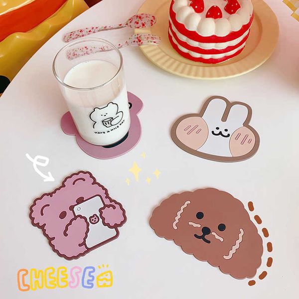 MATS PADS INS ESTILO DE ESTILO CREACTERATURA CARATURA CARTA Urso Rabbit Pad Pad Não -Lip Fexunda Tabela Mat Mat Acofrial Placemats Z0502