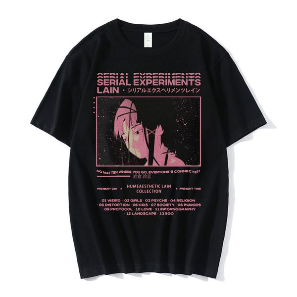 Homens camisetas Anime Serial Experiments Lain Oversized T-shirt Homens Gráfico Camisetas Unissex Iwakura Manga Girl Sci Fi Manga Curta Camiseta 230428