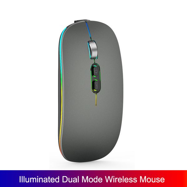 2.4g mouse sem fio Bluetooth Modo duplo Gaming Mouse Charge and Glow Mudo Acessórios para laptop Office 2.4 GHz mouse sem fio