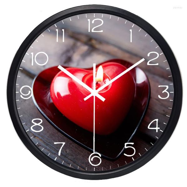 Wanduhren Rotes Herz Kerzenuhr Pray Love Real Picture Design Originality Quiet