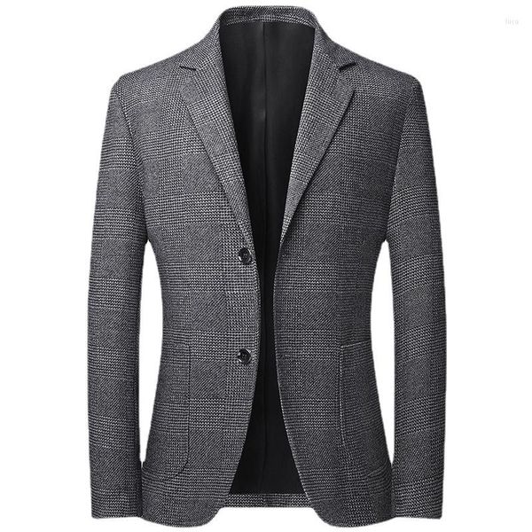 Herrenanzüge Hochwertiger Vintage-Plaid-Blazer Britische stilvolle männliche Anzugjacke Business Casual Terno Masculino Herren-Smoking