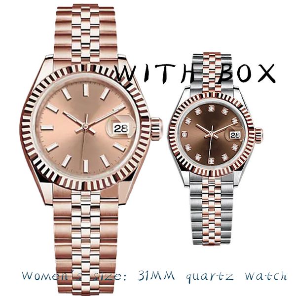 Relógio feminino design relógio de quartzo rosa ouro tamanho 31mm 904l vidro safira à prova dwaterproof água montres pour dias relógio clássico feminino