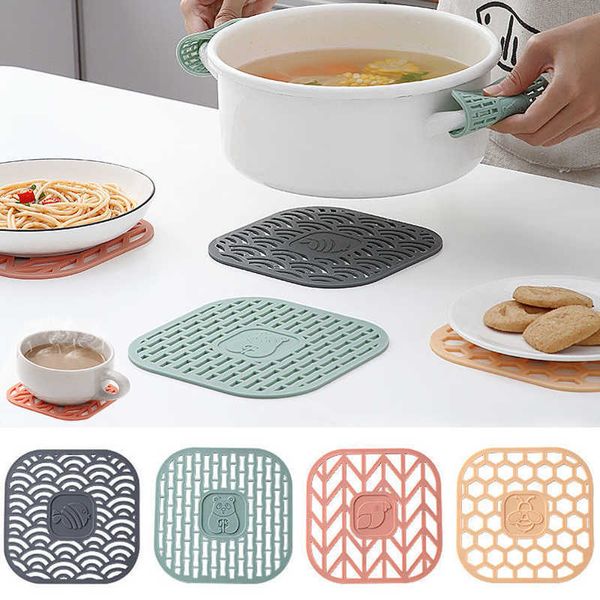 Mats almofadas de borracha tapetes de silicone para acessórios de cozinha pratos de mesa de mesa PVC Placemats Bowl Copo Divida