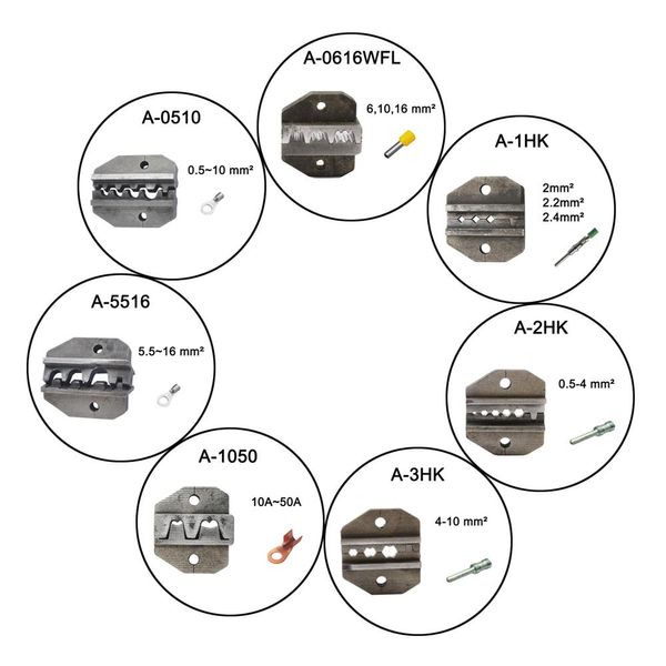 Tang A0510 A1HK A2HK A3HK Die Sets für HS FSE AM10 Crimp Piler Crimp Machine Ein Set mit Drahtschneidmaschinenmaschinenmaschinenkiefern hergestellt