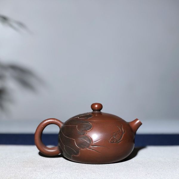 Teaffordi Qizhou Nixing Zhou Yujiao Xishi Lotus Time Teapot Teiera Teiera fatte a mano retti personalizzati di argilla personalizzata Autentica teiera