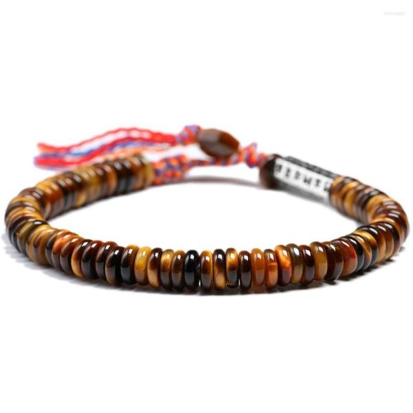 Braccialetti con ciondoli Buddista tibetano OM Gemma Perline di occhio di tigre Regali per donne Gioielli fortunati fatti a mano 6MM