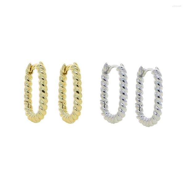 Серьги обручи золотой цвет металлический геометрический прямоугольник веревочный лента Huggie Serring 2023 Top Classic Classic Simple Jewelry Jewelry