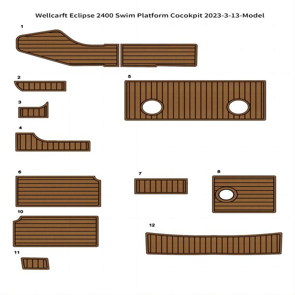 1996 Wellcarft Eclipse 2400 Schwimmplattform Cockpitmatte Boot EVA-Teak-Bodenbelag, selbstrückender Bodenbelag im SeaDek-Gatorstep-Stil