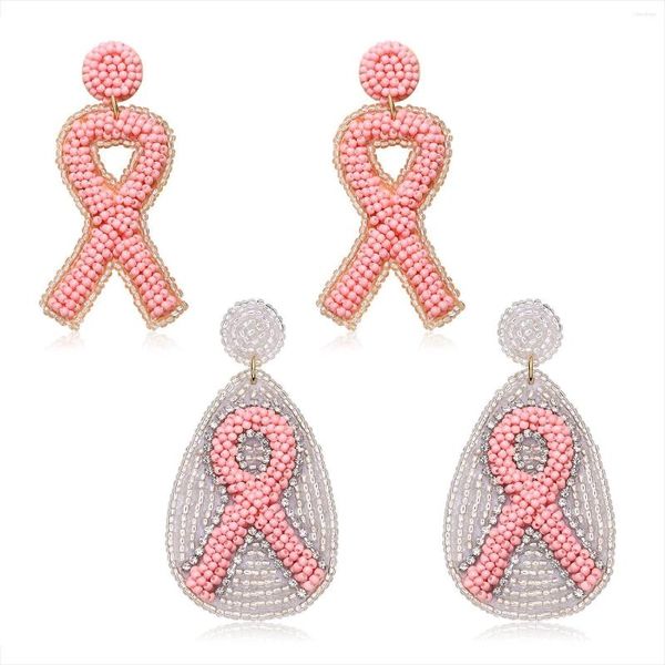 Brincos de argolas go2boho mamoldia de câncer de mama shinestone esperança rosa fita sobrevivente guerreiro