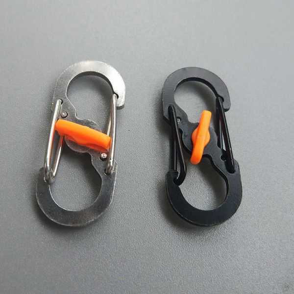 5 PCSCARABINERS 5PCS Camping externo S Tipo Carabiner com Lock Mini Keychain Hook Anti-roubo escalada Backpack Buckle Key Lock Gadgets P230420