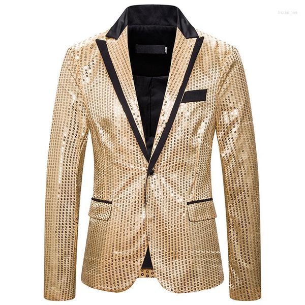Herrenanzüge Gentleman Button Dance Gold Sparkly Formal Suit Man Fashion Paillettenjacke Performance MenBlazers Coat Wedding Party Dress