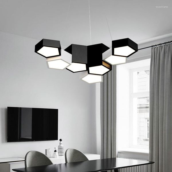 Pendelleuchten Nordisches Modernes LED-Licht Minimalistische Persönlichkeit Kreatives Dekor Für Stehtisch Esszimmer Schwarz-Weiß-Lampen-Befestigungen