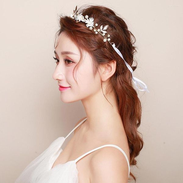 Clipes de cabelo Flor branca Faux pérolas shinestone caba de cabeceira de cabelo romântico acessórios de vestido