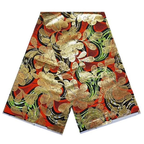 Abiti Fiori dorati African Ankara Stampa terapetta di cera dorata Stampa africane Tessuto di tissu in cera oro 6 yard per donne vestiti C8013