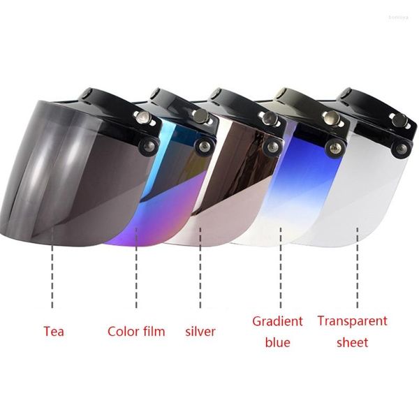 Capacetes de motocicleta Open Face Capacete Visor Bubble Lens Shield 3-Snap Design Flip Up Down Acessórios