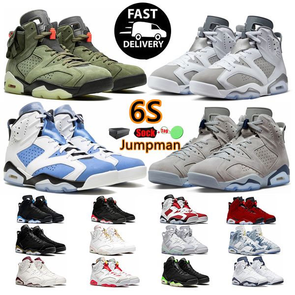 Sapatos de basquete Jumpman 6 6s Universidade Azul Vermelho Oreo Georgetown Midnight Navy Cactus Jack Preto Infravermelho Maroon Mens Treinadores Esportes Ao Ar Livre Sapatilhas Tamanho 36-47