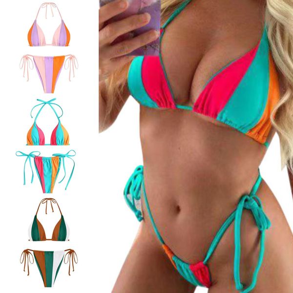 Summer Senhoras Sexy Two peças Tunha -de -maiô Bikini Beach Sexy Sports Sexy Vintage Swimwear Thong Biquinis acolchoado