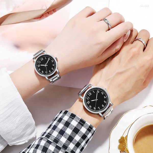 Armbanduhren Luxus Damenuhr Stahlband Herren Damen Quarz Paar Paar Geschenk Uhren Para Mujer