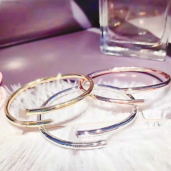 Bracciale per unghie in oro 18 carati Bangle s per donna Diamond Tennis Raducanu Fashion Unisex Couple Cuff Initial Love