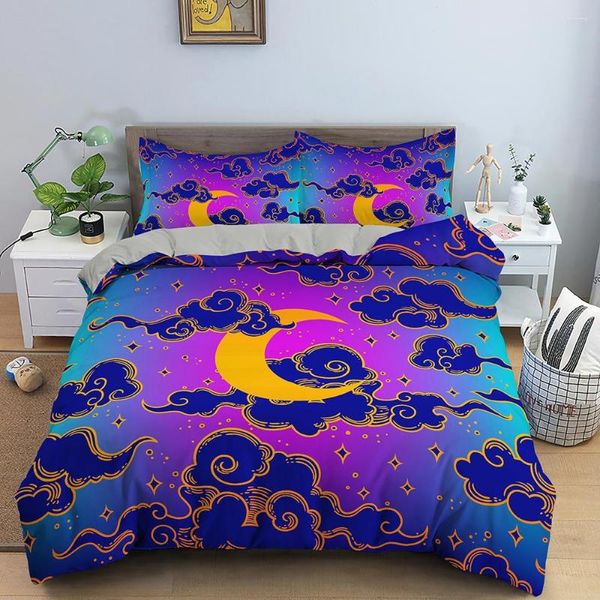 Bedding Sets Sun Moon Pattern Pattern Duvet Capa Bohemian Quilt Skin Friendly Breathable com Têxteis de fronhas em casa