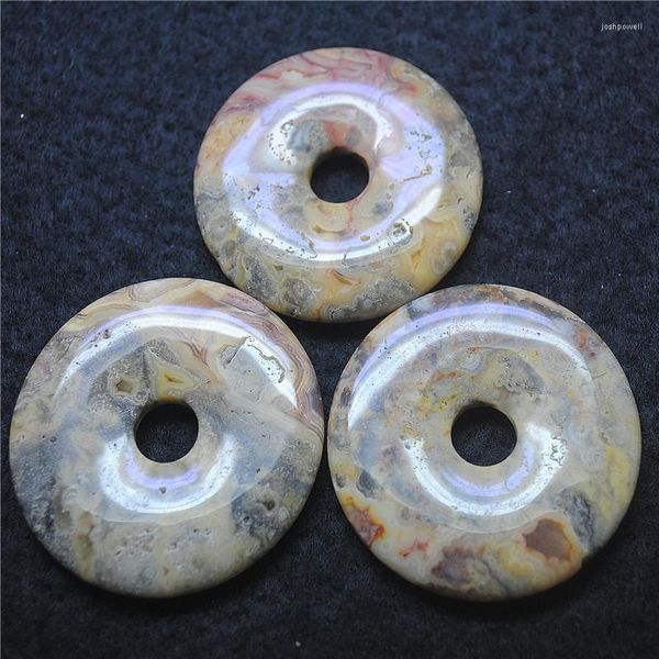 Charms 2pcs moda feminina pingentes natureza crazy ágata rosquinhas de pedra moldam 50 mm de jóias DIY descobertas mais rápidas no atacado