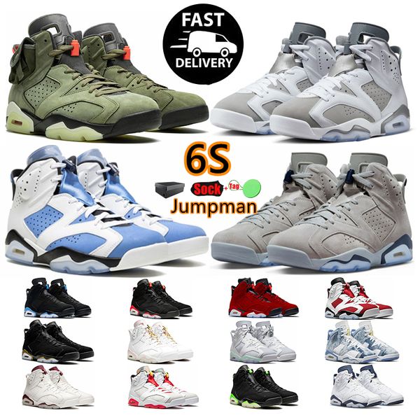 Sapatos de basquete Jumpman 6 6s Universidade Azul Vermelho Oreo Georgetown Midnight Navy Cactus Jack Preto Infravermelho Maroon Mens Treinadores Esportes Ao Ar Livre Sapatilhas Eur 36-47