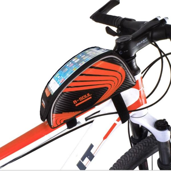 Borse portaoggetti Borsa da bicicletta impermeabile con touch screen Borsa frontale per bici Accessori per cellulari Pacchetto organizer per ciclismo