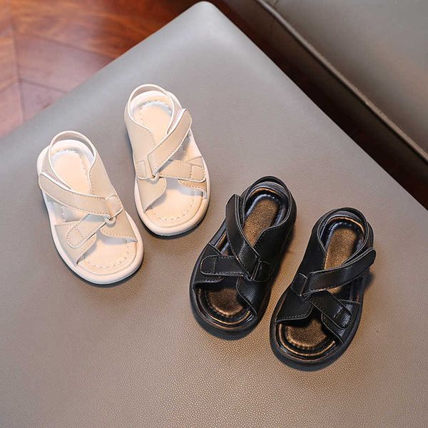 Kreuzgebundene Baby Gladiator Sandalen für Mädchen schwarz Beige Pu Leder Kinder Schuhe Boy Student Urlaub Seer Urlaub Strandschuh Schuh