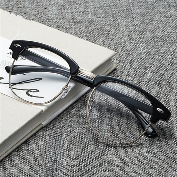 Sonnenbrillenrahmen Mode Retro Classic Klare Linse Nerd Brille Männer Frauen Brillen Vintage Half Metal Eyewear Frame DesignedFashion