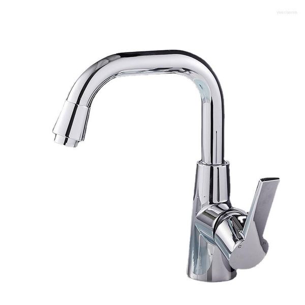 Rubinetti per lavabo da bagno Ottone cromato e miscelatore a freddo Miscelatore monocomando con beccuccio girevole