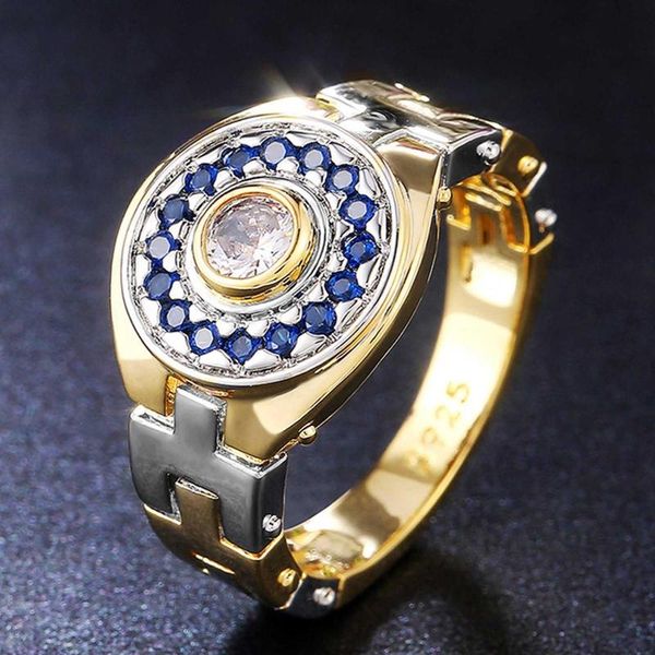 Anéis de casamento Design de dois tons Brilliant Cubic Zirconia Única feminina feminina em forma de relógio jóias de noivado