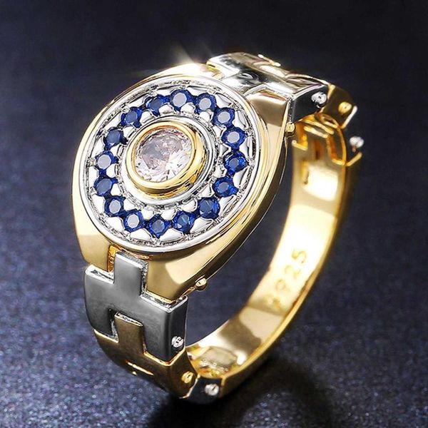 Fedi nuziali Design bicolore Brillante zircone cubico Gioielli di fidanzamento da donna a forma di orologio di moda femminile unica