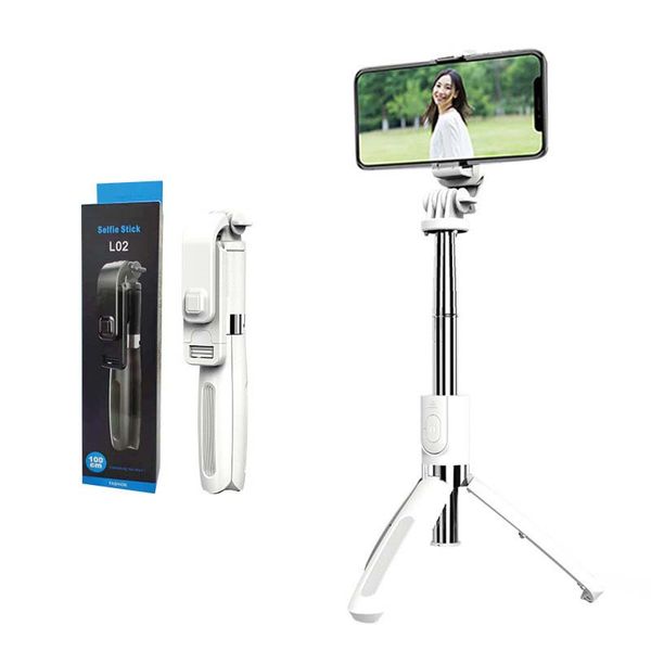 Selfie Stick monopiede treppiede con supporto remoto L02 fotocamera SLR Supporto per telefono da 39 pollici Monopiede Bluetooth Treppiede Otturatore wireless portatile pieghevole per smartphone
