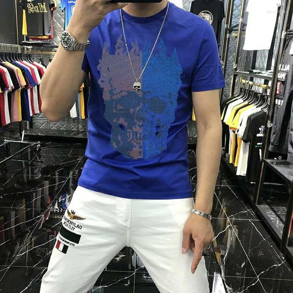 Camisetas masculinas Camisetas chegadas de verão de manga curta Design de caveira de diamante T-shirt Top qualidade moda estilo casual 4 cores