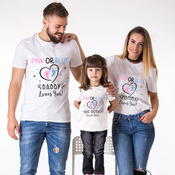 Abiti coordinati per la famiglia Mamma Papà Ti amo Vestiti T-shirt con stampa lettere rosa o blu Grande Fratello Sorella Personalizzato 230504