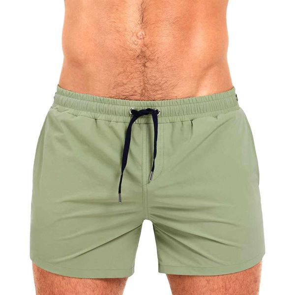 Pantaloncini da uomo Costumi da bagno corti attillati da uomo Costume da bagno ad asciugatura rapida Pantaloncini da surf solidi Pantaloni da spiaggia Costumi da bagno con tasche e fodera in rete Z0504