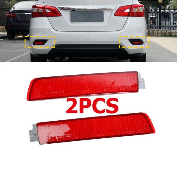 2 peças refletor de pára-choque traseiro do carro para Nissan Sentra 2013-2018 265655C000 esquerda + direita lente vermelha