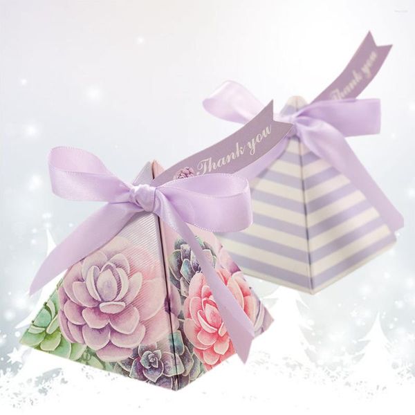 Embrulho de presente 25 PCs Bridal Shower Candy Box Chocolate Party Cookie Gifts Triângulo Caixas de casamento
