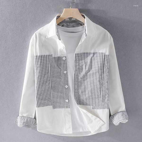 Herren Freizeithemden Stil Frühling Plaid Weißes Hemd Männer Reine Baumwolle Mode Für Komfortable Marke Herren Chemise Camisa
