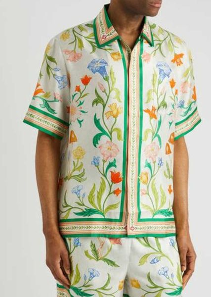 23ss Casablanca Designer Shirt Silk Casual Hawaii Beach Versatile Print Classic Style Loose Men and Women Fashion Brand Short Sleeve Polos Shirt Casablanc Tops