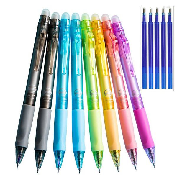 3pcs/set canetas de gel apagável mágica para notebooks de redação escolar suprimentos de papelaria 0,5 mm preto preenchimento de tinta kawaii