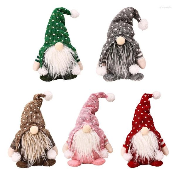 Weihnachtsschmuck, handgefertigt, gestrickt, Gnome, Dekoration, schwedische Figuren, sitzend, mit langem Hut, Elfenpuppe, Ornamente, Thanksgiving, Geschenke