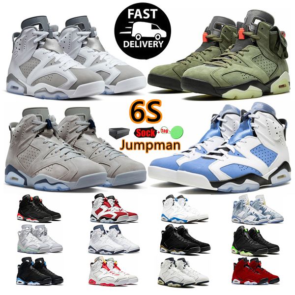 Sapatos de basquete Jumpman 6 6s Universidade Azul Vermelho Oreo Georgetown Midnight Navy Cactus Jack Black Infravermelho Mens Treinadores Esportes Ao Ar Livre Sapatilhas