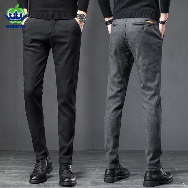 Calça masculina Spring Autumn Business Dress Men Cantura elástica Falha de tecido casual Casual Social Suit Social Pant Fantaspume Homme 230504