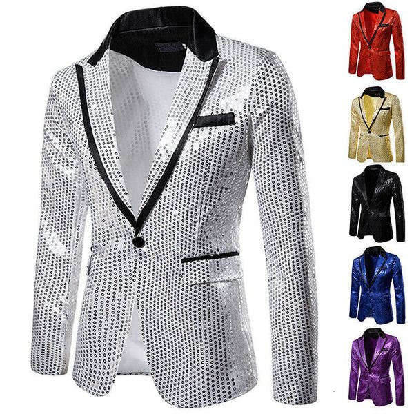 Ternos masculinos Blazers Blazer masculino de elegância casual fitness slim formal de um botão de escritório blazer casaco superior lantejoulas de traje masculino blazers masculino 230503