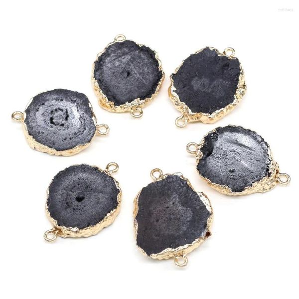 Anhänger-Halsketten-natürlicher unregelmäßiger runder schwarzer Achat-Verbindungs-Charme für die Schmuckherstellung DIY-Halsketten-Zusatz-Großhandel