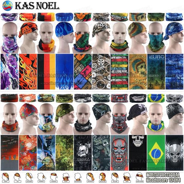 100pcs / lot Ganze sortierte Art-Mikrofaser-im Freiensport-Schablonen-magisches Gesicht Bandanas röhrenförmiger multifunktionaler nahtloser Verschleiß-Hals 239j