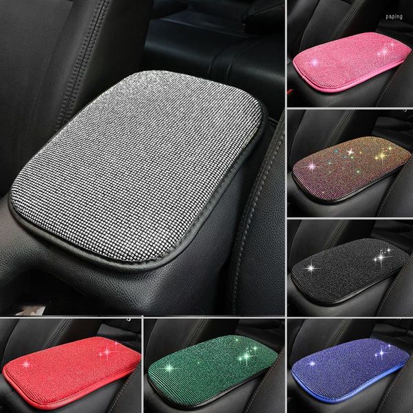 Capas de assento de carro Console Auto Center Console Pad Crystal Bling Caixa Caixa Protetor Universal Fit Diamond Diour Decor Acessórios para mulheres